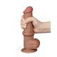 Gode avec Bourses Sliding Skin 15 x 4.5cm Marron 