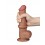 Gode avec Bourses Sliding Skin 15 x 4.5cm Marron