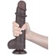 Gode avec Bourses Sliding Skin 18 x 4.7cm Noir 