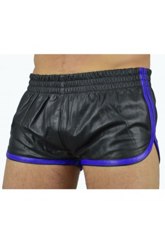 Short Imitation cuir Sports Line Noir-Bleu 