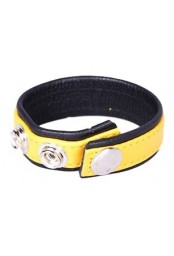 Anneau Pénien Cuir Jaune 3 pressions