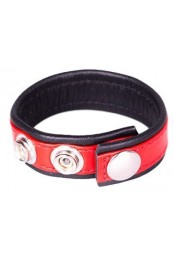 Anneau pénien Cuir Rouge et noir
