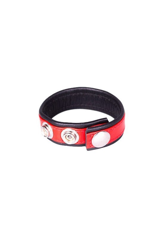 Anneau pénien Cuir Rouge et noir 