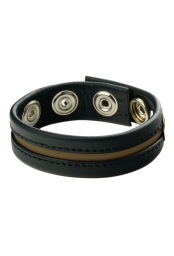 Cockring en cuir 3 pressions Noir-Army