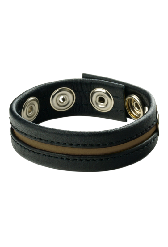 Cockring en cuir 3 pressions Noir-Army 