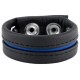Cockring en cuir 3 Pressions Noir-Bleu 