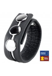 Cockring en cuir 3 Pressions Noir-Blanc