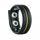 Cockring en cuir 3 Pressions Noir-Jaune 