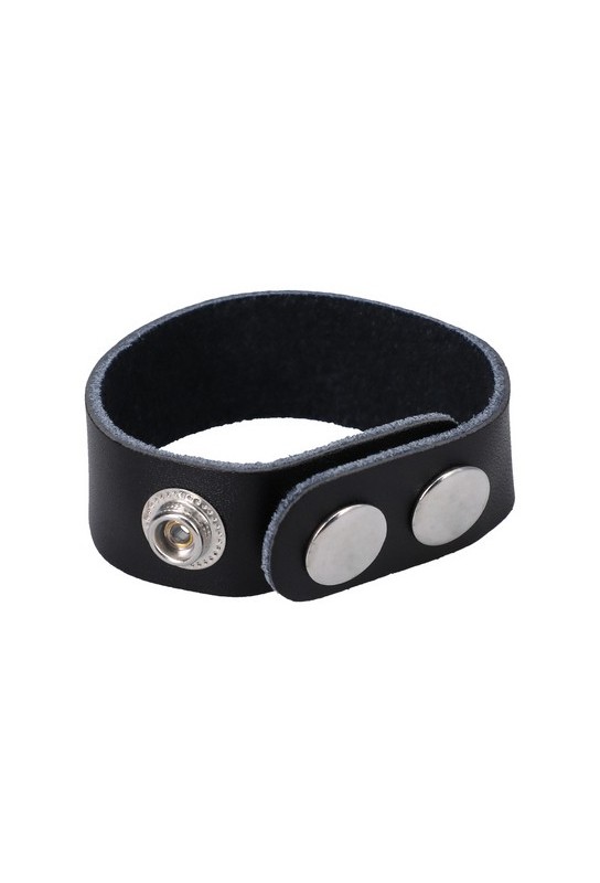 Cockring ajustable en cuir The Leather 3 Snap Noir 