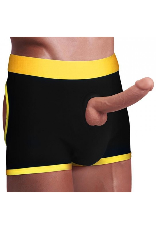 Boxer Bottomless pour Gode Horny Strapon Noir 