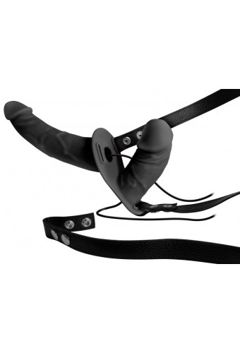 Double Gode Ceinture Vibrant Double Thruster 17 x 4cm Noir 