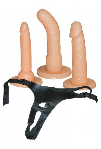 Harnais avec 3 Godes Strap-On Real 16 x 4.5cm 