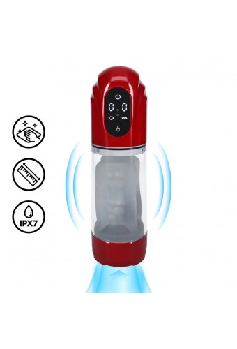 Masturbateur TechnoThrust Vibrations et Succion Rouge 