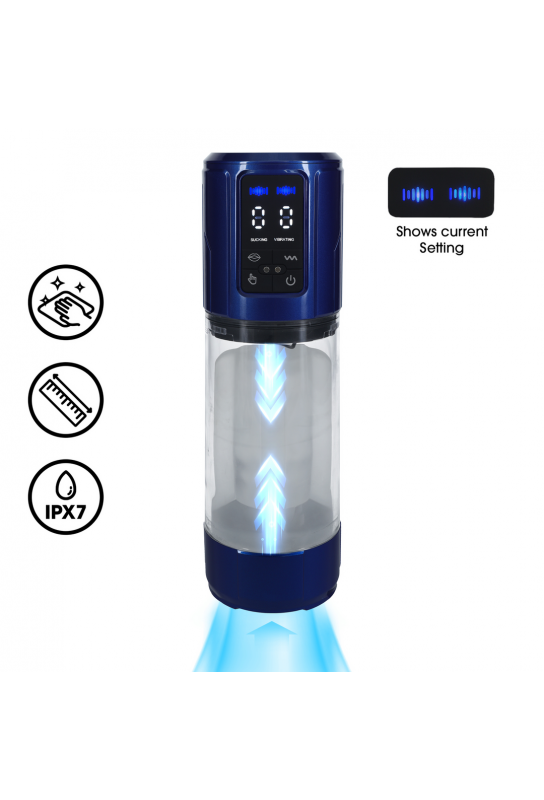 Masturbateur Ultralift Vibrations et Succion Bleu 