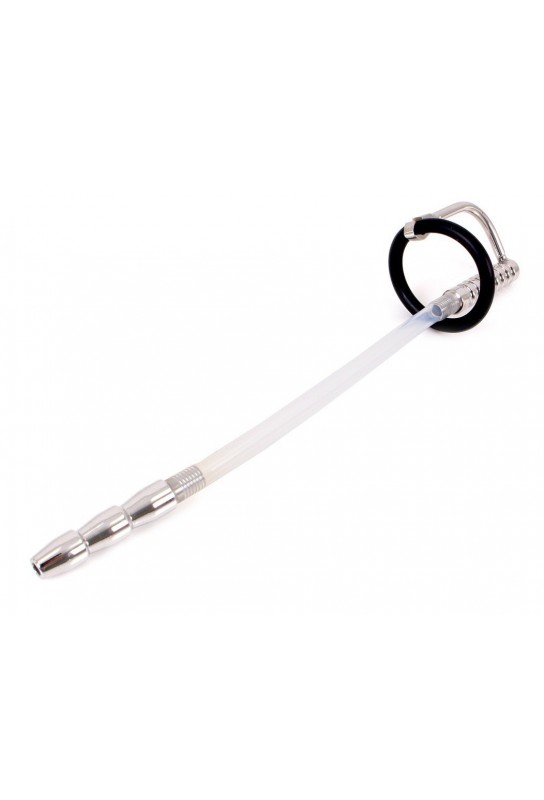 Tige d'urètre percée Catheter Ribbed 21cm - Diamètre 9mm 