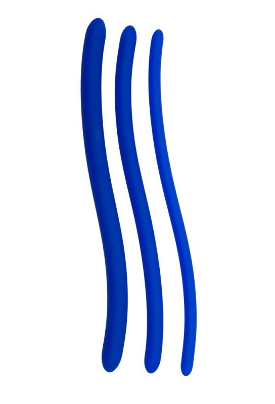 Lot de 3 tiges d'urètre silicone Bleues 16cm - Diamètre 7-12mm 