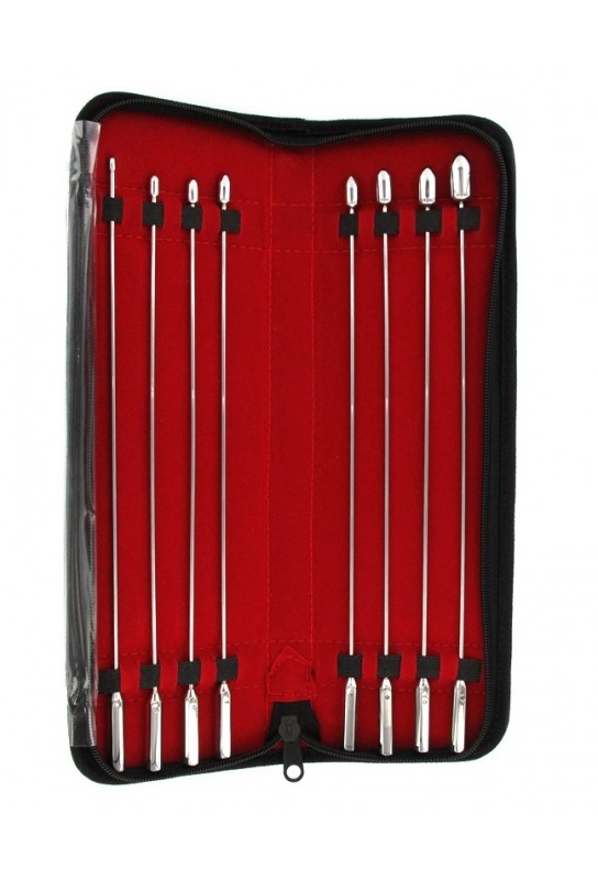 Kit de 8 tiges d'urètre en métal Rosebud 24cm - Diamètres 4 à 12mm 