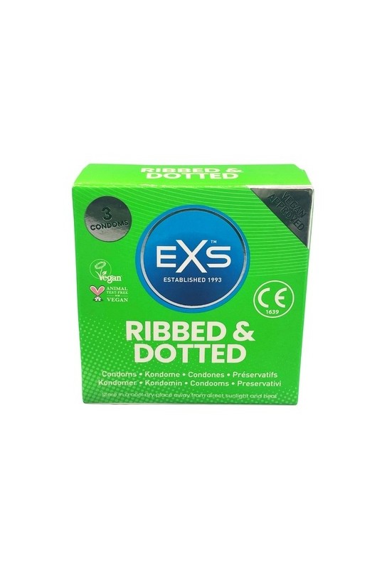 Préservatifs texturés Ribbed & Dotted 54mm x3 