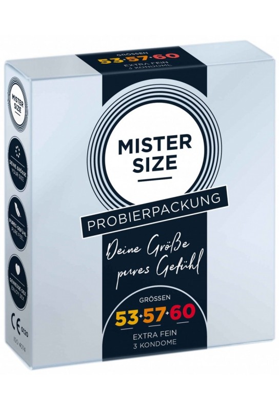 Préservatifs MISTER SIZE Échantillon 3 tailles 53, 57 et 60mm x3 