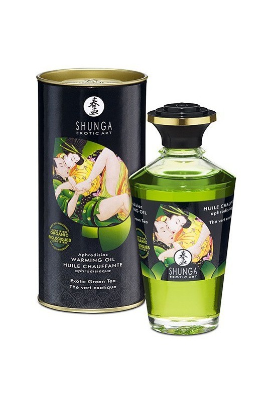 Huile de massage Chauffante Aphrodisiaque - THÉ VERT 100ml 