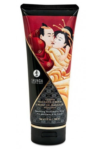 Crème de massage Comestible Vin Pétillant à la FRAISE - 200ml 