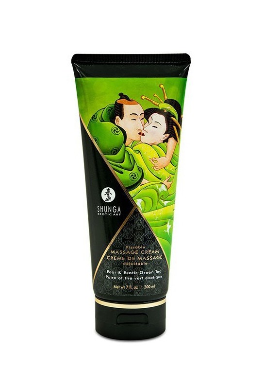 Crème de massage Comestible POIRE et THÉ VERT Exotique - 200ml 