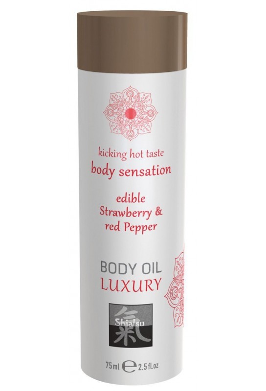 Huile de massage Comestible - FRAISE et POIVRON ROUGE 75ml 