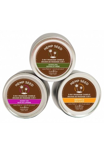 Lot de 3 bougies de massage Hemp Seed 57g 