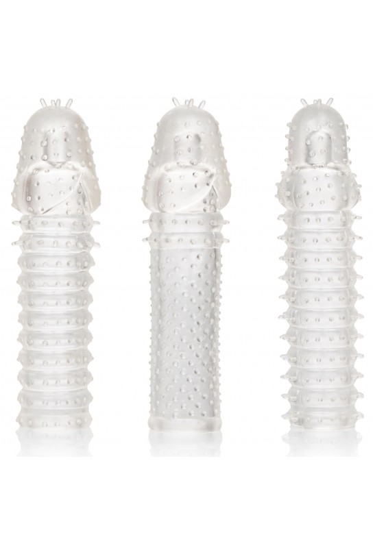 Kit de 3 Gaines de pénis texturées Ribbed Extend 14 x 4cm 