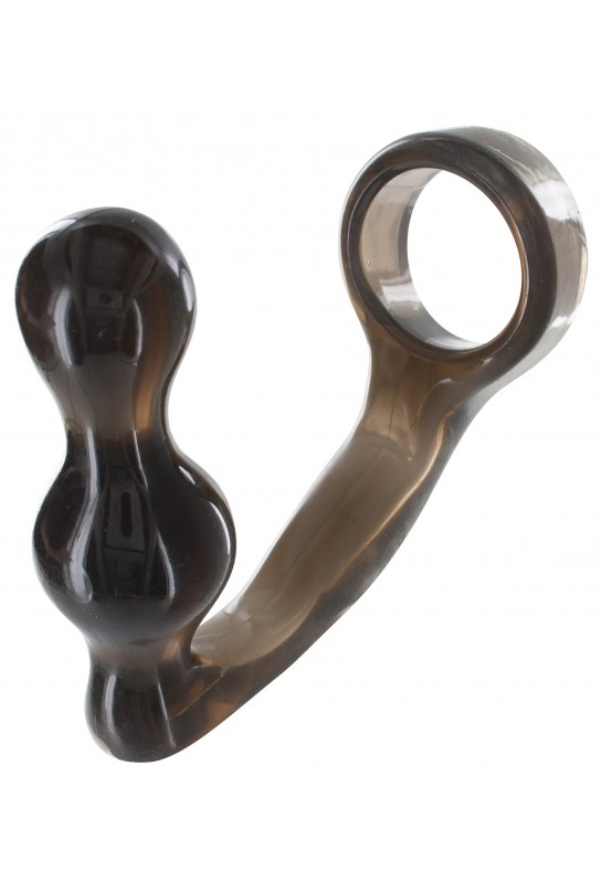 Plug + Cockring Power Duo 9 x 4 cm - Anneau 40mm Gris 