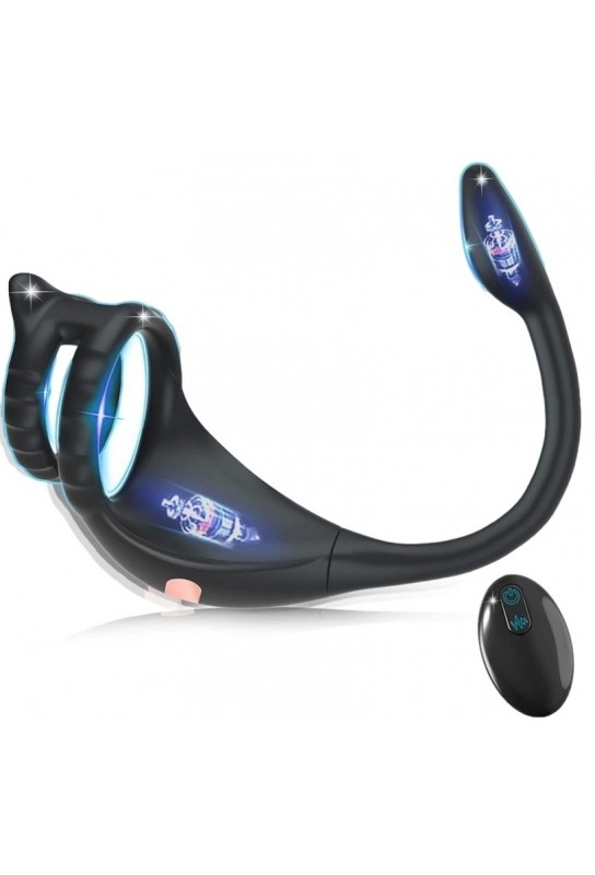 Cockring et Plug Vibrant Knight 9 Vibrations 42mm 