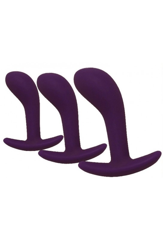 Kit de 3 Mini Plugs Prostatiques Silicone 11 x 3.5 cm Violet Foncé 