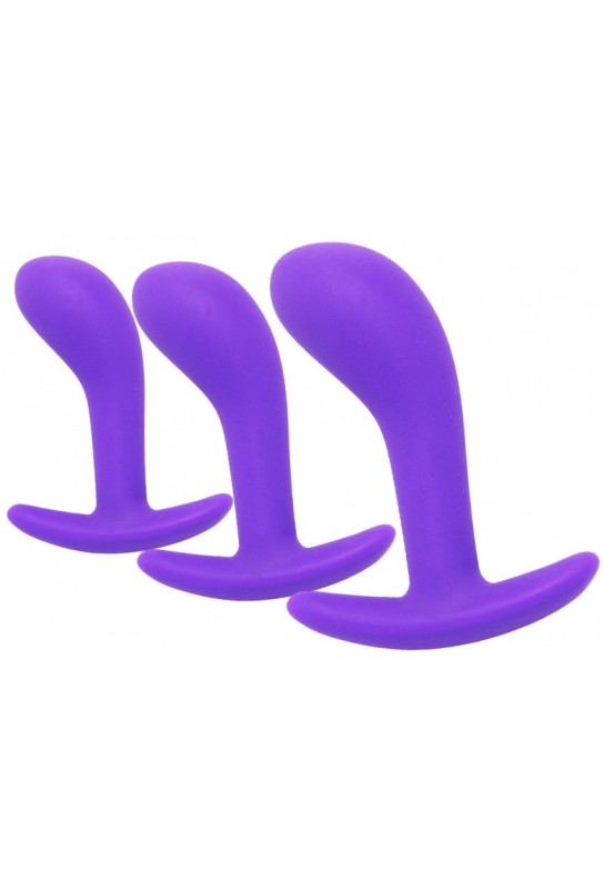Kit de 3 Mini Plugs Prostatiques Silicone 11 x 3.5 cm Violet 