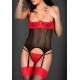 Guêpière seins nus dentelle rouge 