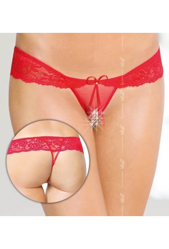 String ouvert avec strass - Rouge 