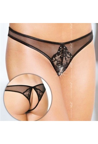 Tanga ouvert Vladlena - Noir 