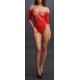 Body ouvert Rhinestone - Rouge 