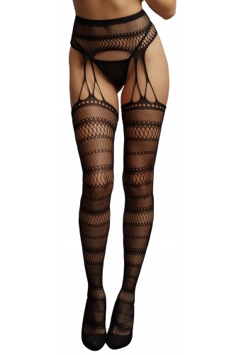 Collant effet porte-jarretelles Olivia - Noir 