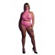 Ensemble Bustier et Culotte Filet Rose Fluo 