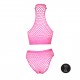 Ensemble Bustier et Culotte Filet Rose Fluo 