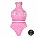 Ensemble Bustier et Culotte Filet Rose Fluo 