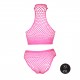 Ensemble Bustier et Culotte Filet Rose Fluo 
