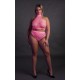 Ensemble Bustier et Culotte Filet Rose Fluo 