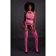 Ensemble Bustier Dos nu et Porte-Jarretelles 2 Pièces Rose Fluo 