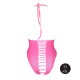 Body échancré ouvert à l'entrejambe avec dos nu Rose Fluo 