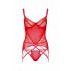 Ensemble avec porte-jarretelles Lace and Mesh Rouge 