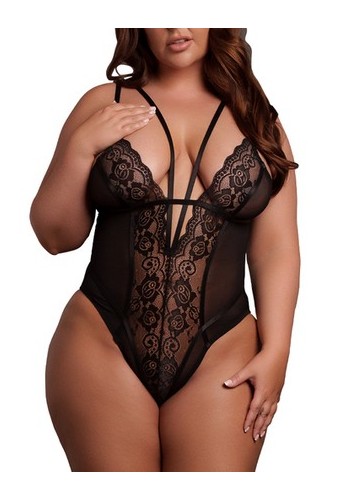 Body Dentelle Double Bretelle Grande Taille Carlita Noir 