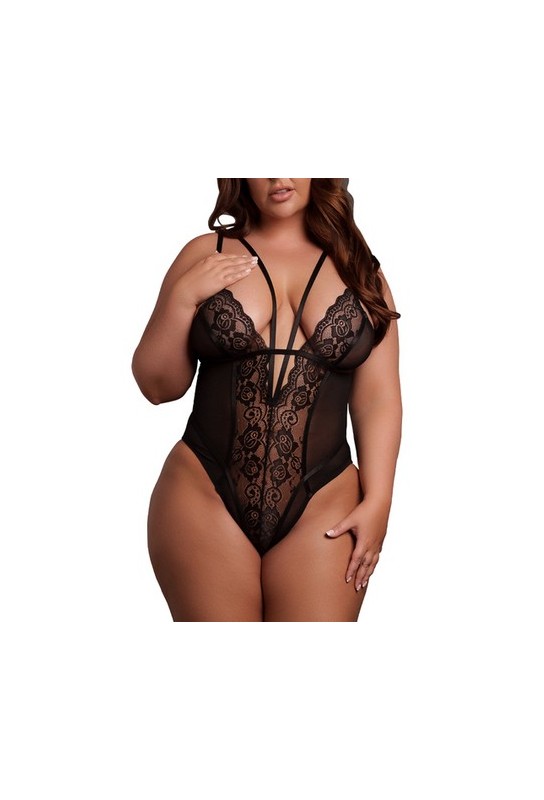 Body Dentelle Double Bretelle Grande Taille Carlita Noir 
