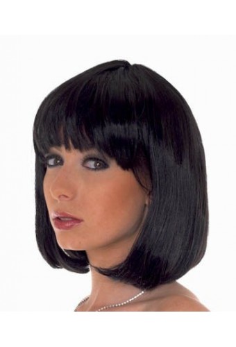 Perruque Carré avec frange - Noire ébène 
