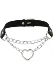 Metal Heart Collar With Chain BLACK